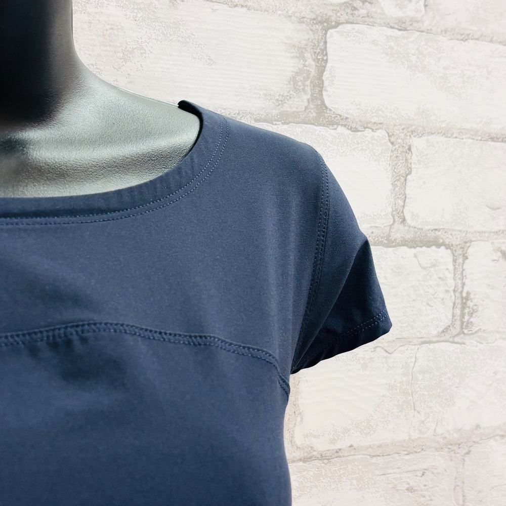 T by Talbots Navy Blue Short Sleeve Active Dress Pockets Petite Small SP - Picture 2 of 7